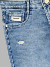 Light Blue with Light Fade Distressed Mid-Rise Relaxed Fit Jeans